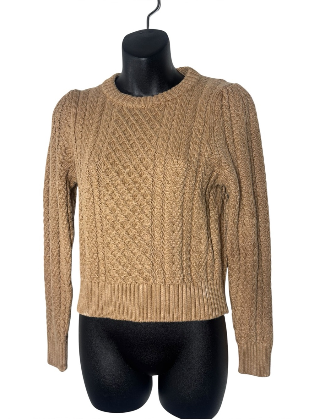 J‎ crew women’s xs cable knit puff sleeve sweater cotton fisherman